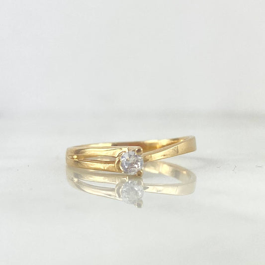 Anillo Solitario Garra 1.8gr / T6 1/4 / Circon Blanco Oro Amarillo