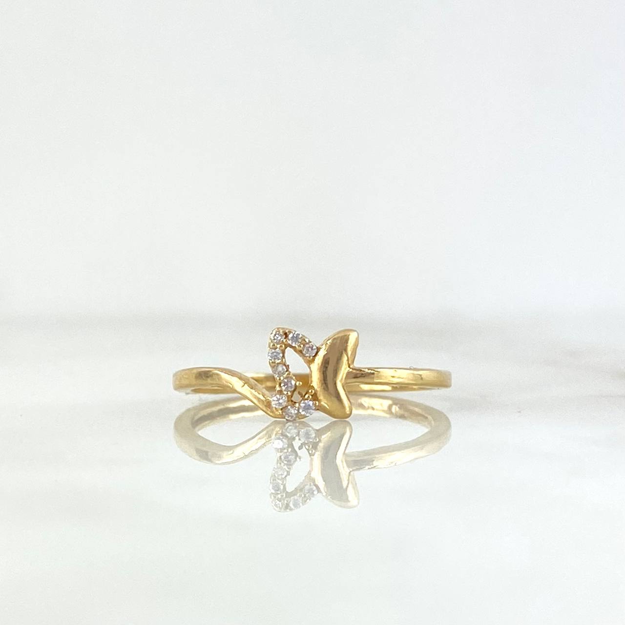 Anillo Mariposa 1.15gr / T5 1/4 / Circones Blancos Oro Amarillo