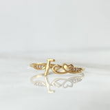 Anillo Fe Corazon 1gr / T7 3/4 / Circones Blancos Oro Amarillo