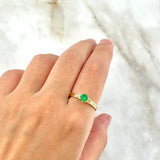 Anillo Solitario Uruz 2gr / T7 1/4 / Circones Blancos Verde Oro Amarillo