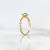 Anillo Solitario Cuadrado Destellos 1.75gr / T7 1/4 / Circones Blancos Verde Oro Amarillo