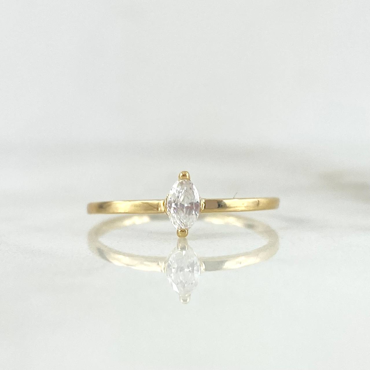 Anillo Solitario Destello 1.05gr / T6 3/4 / Circon Blanco Oro Amarillo