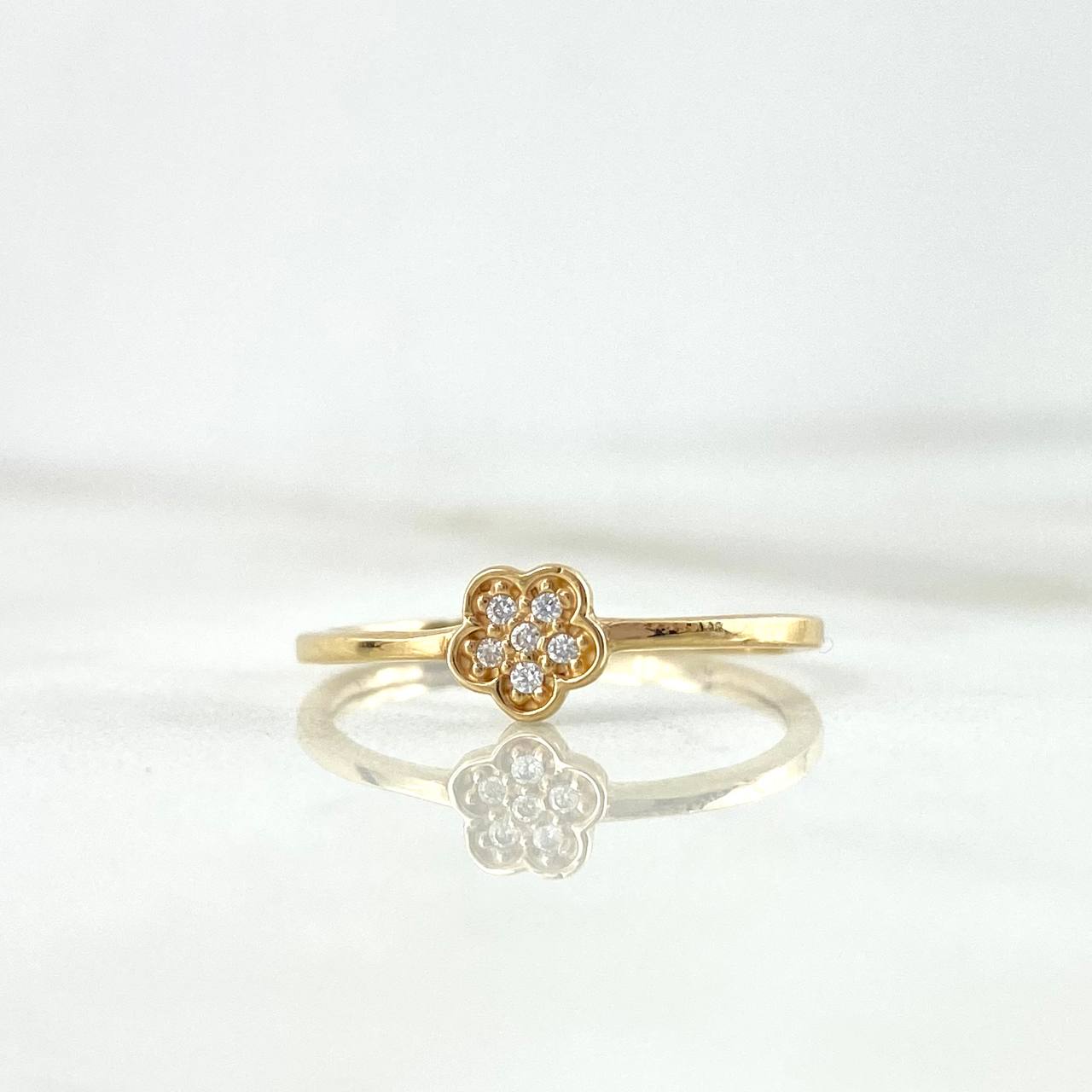 Anillo Flor 1.25gr / T6 / Circones Blancos Oro Amarillo