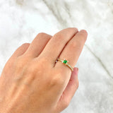 Anillo Solitario Cuadrado Destellos 1.75gr / T7 1/4 / Circones Blancos Verde Oro Amarillo