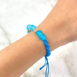 Pulsera Azul Cubos Celestes 2.5gr / 6mm Circones Blancos Tres Oros *