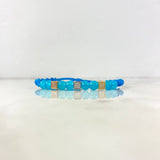 Pulsera Azul Cubos Celestes 2.5gr / 6mm Circones Blancos Tres Oros *