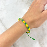 Pulsera Verde Cruz Lima 0.55gr / 4mm Circones Verde Oro Amarillo *