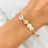 Pulsera Beige Fe Cruz Lisa 0.8gr / Oro Amarillo *