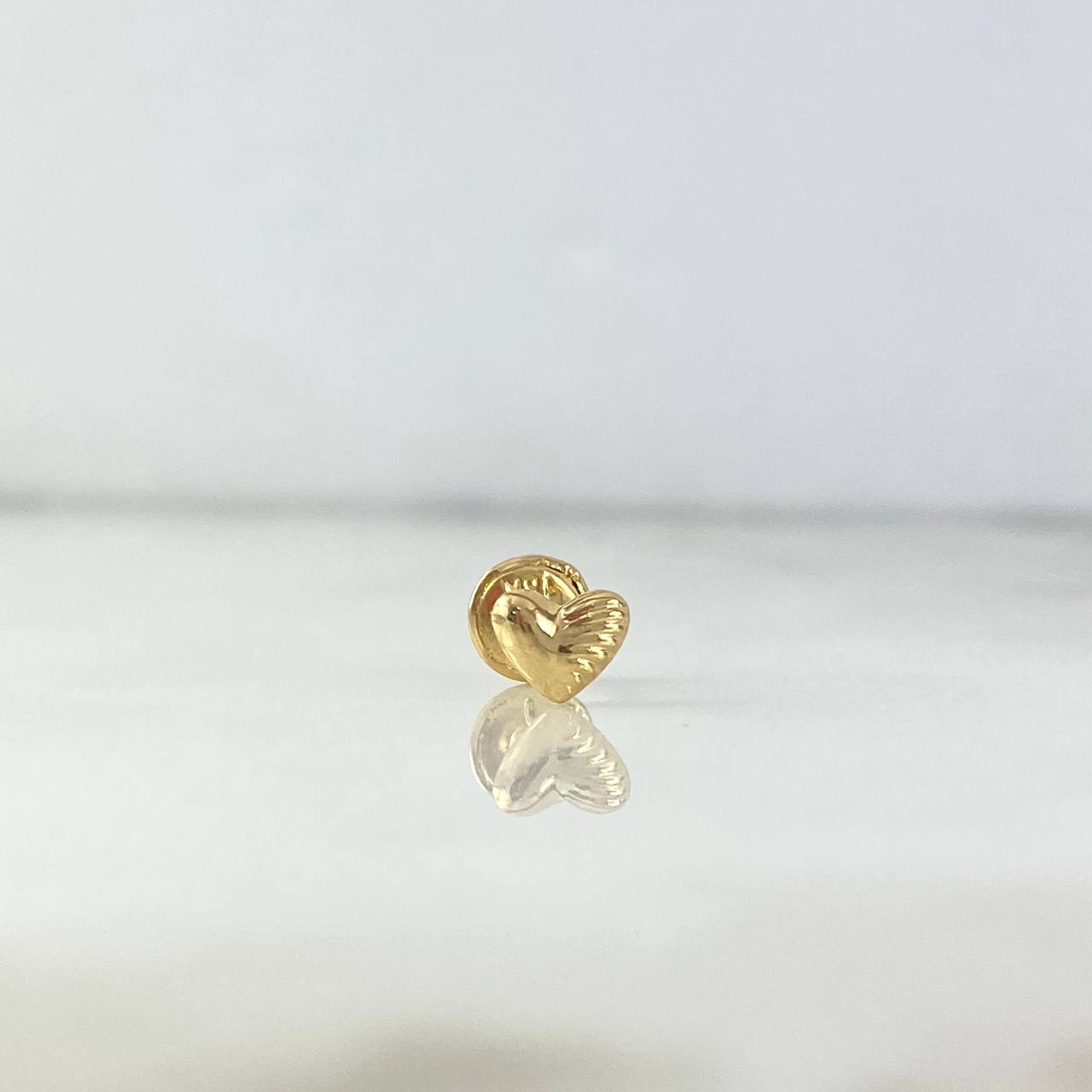 Topo Unico Corazon Mitad Rayada 0.3gr / Oro Amarillo