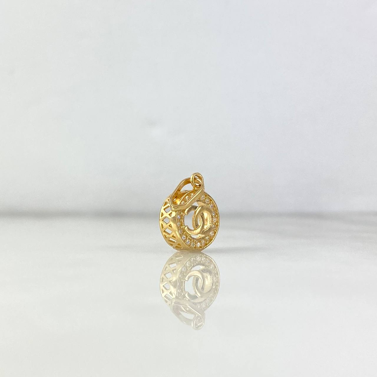 Dije Circulo Ola Cruzada 1.3gr / 1.8cm / Circones Blancos Oro Amarillo