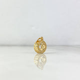 Dije Circulo Ola Cruzada 1.3gr / 1.8cm / Circones Blancos Oro Amarillo