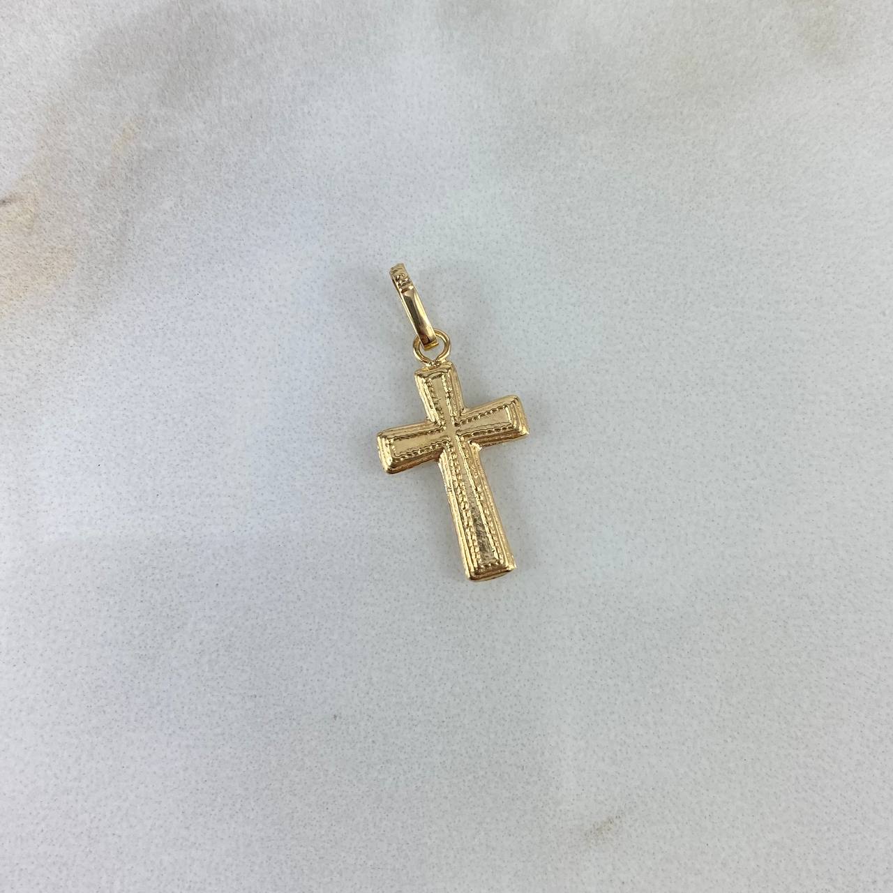 Dije Cruz Cristo 0.55gr / 2.3cm / Borde Punteado Oro Amarillo