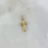 Dije Cruz Cristo 0.6gr / 2.3cm / Borde Punteado Oro Amarillo©