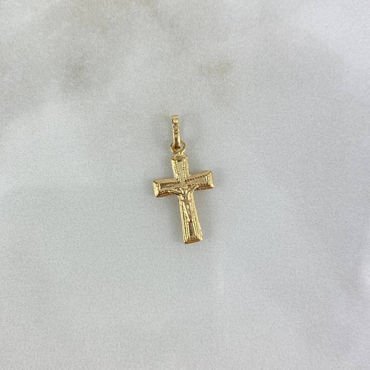 Dije Cruz Cristo 0.65gr / 2.3cm / Borde Punteado Oro Amarillo©