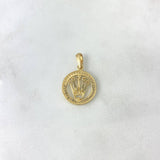 Dije Medalla Corona RX 1.9gr / 2.5cm / Circones Blancos Oro Amarillo