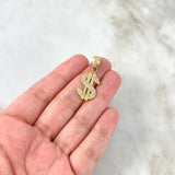 Dije Signo Dólar 2.9gr / 3cm / Circones Blancos Oro Amarillo