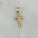 Dije Cruz Cristo 0.5gr / 2.3cm / Borde Rayado Oro AmarilloႣ