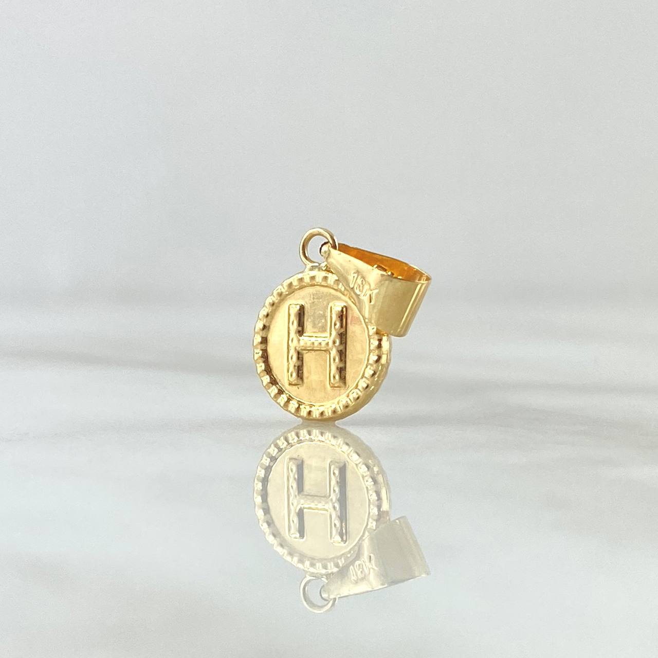 Dije Letra H 0.6gr / 1.7cm / Circulo Bordeado Oro Amarillo 18K