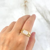 Anillo Hexagono Rectangular 5.3gr / T10 / Circones Blancos Oro Amarillo