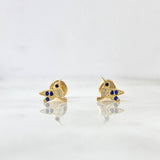 Topos Colibrí 0.95gr / 7mm Circones Azules. Blancos Y Negros Oro Amarillo 18K *