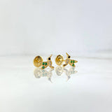 Topos Colibrí 0.95gr / 7mm Circones Verdes. Blancos Y Negros Oro Amarillo 18K *