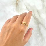 Anillo Estrellas Puntos 2.4gr / T8 / Circones de Colores Oro Amarillo