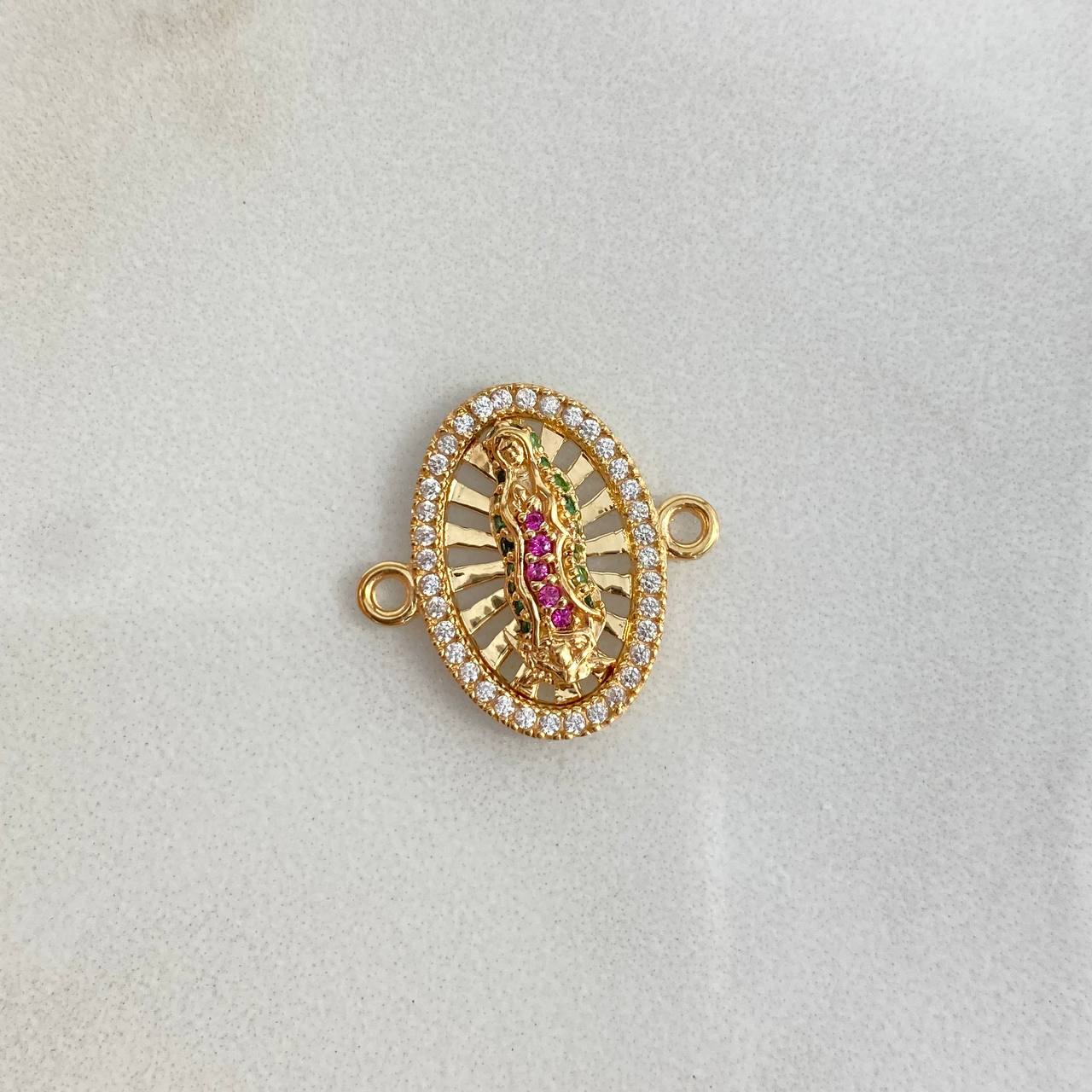 Herraje Circulo Virgen Guadalupe 2.15gr / 1.8cm / Circones Blancos Fucsias Verdes  Oro Amarillo