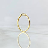 Anillo Solitario Flor 1.5gr / T7 1/2 / Circones Blancos Oro Amarillo 18K