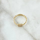 Anillo Cuadro Cubano 1.55gr / T7 / Circones Blancos Oro Amarillo 18K *