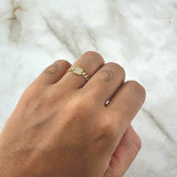 Anillo Cuadro Cubano 1.55gr / T7 / Circones Blancos Oro Amarillo 18K *