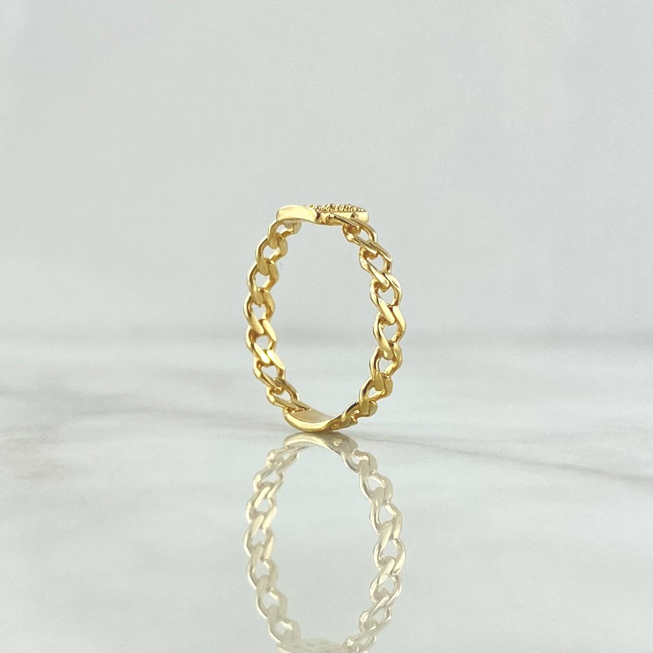 Anillo Cuadro Cubano 1.55gr / T7 / Circones Blancos Oro Amarillo 18K *