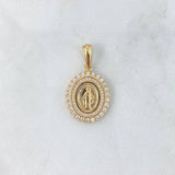 Dije Virgen Milagrosa 3.25gr / 3cm / Aro Tupido Circones Blancos Oro Amarillo