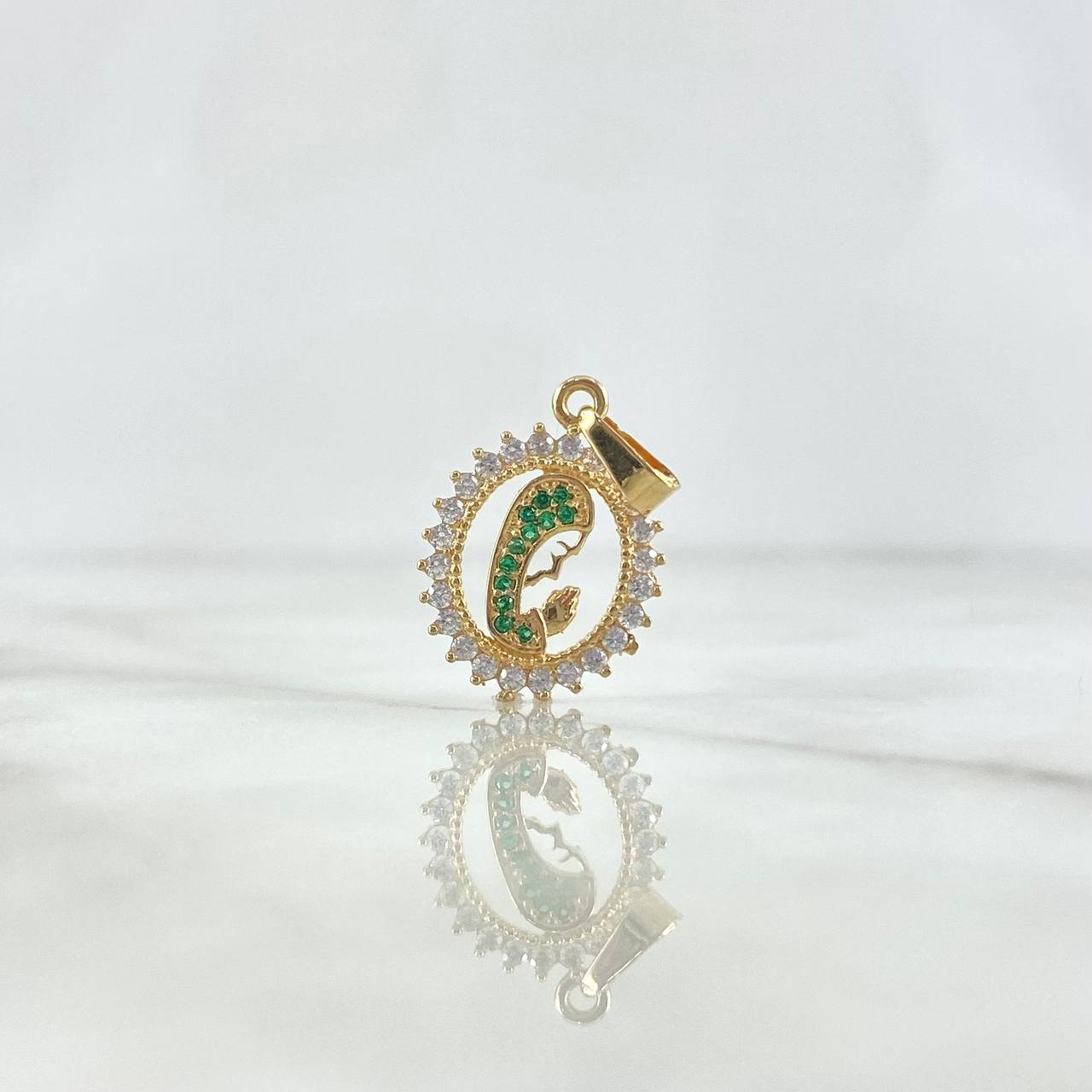 Dije Virgen Maria 1.6gr / 2.5cm / Aro Circones Blancos Verdes Oro Amarillo