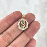 Dije Virgen Maria 1.6gr / 2.5cm / Aro Circones Blancos Verdes Oro Amarillo