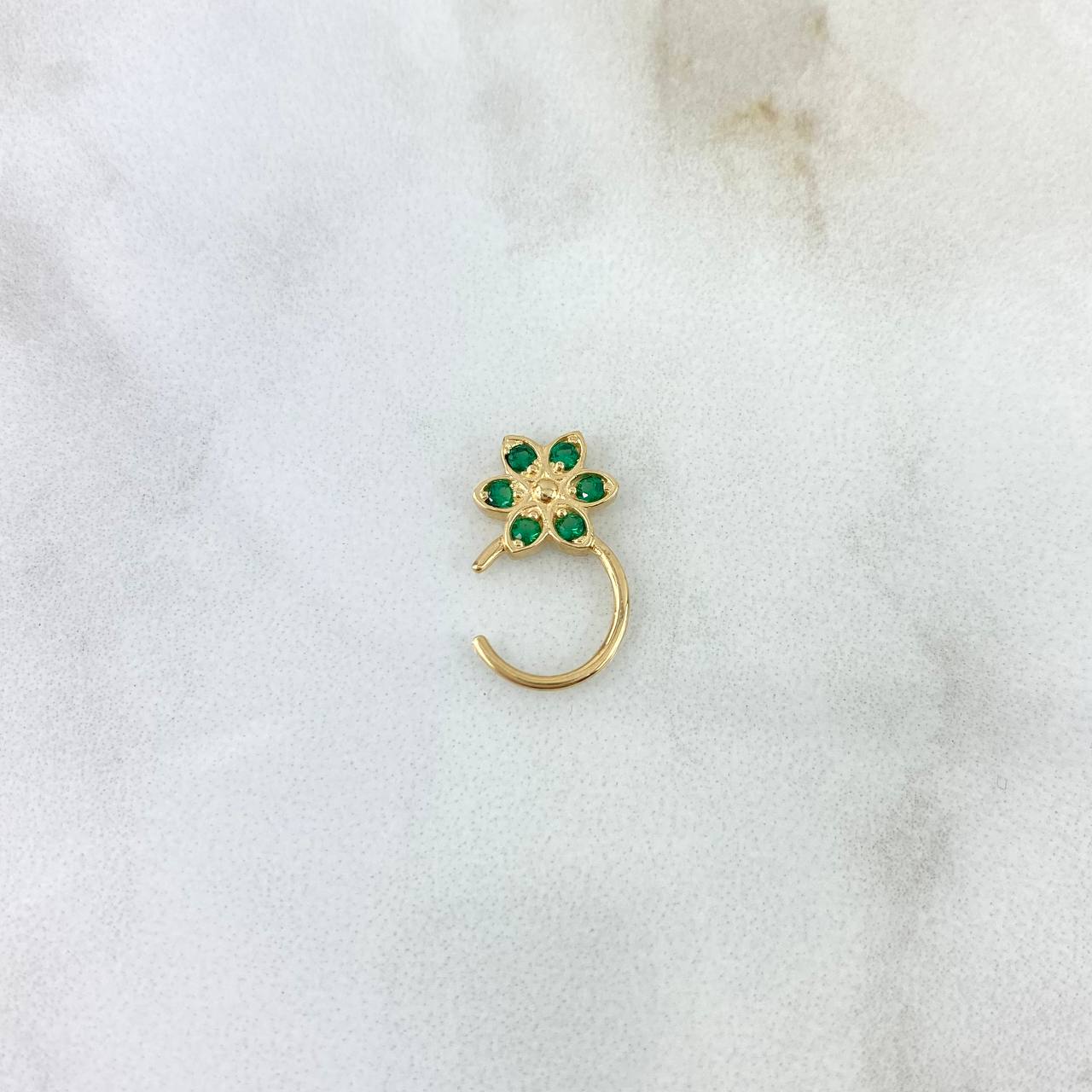 Piercing Aro Flor Simulador 0.95gr / 1cm / Circones Verdes Oro Amarillo (Joya) ©