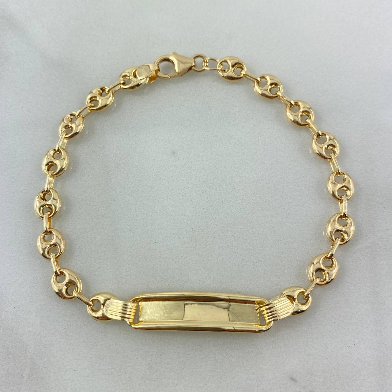 Pulso GC 3.3gr / 16cm / 5mm Placa Niño Rectangular Bordeada Lisa Oro AmarilloႣ