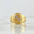 Anillo Sello Ovalado 7.4gr / T10 3/4 / Tres Lineas Dos Oros Amarillo Blanco