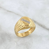 Anillo Sello Ovalado 7.4gr / T10 3/4 / Tres Lineas Dos Oros Amarillo Blanco