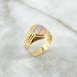 Anillo Sello Ovalado 4.9gr / T11 1/2 / Tres Lineas Oro Amarillo