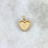 Dije Corazón Tupido 3.2gr / 2.2cm / Circones Blancos Oro Amarillo