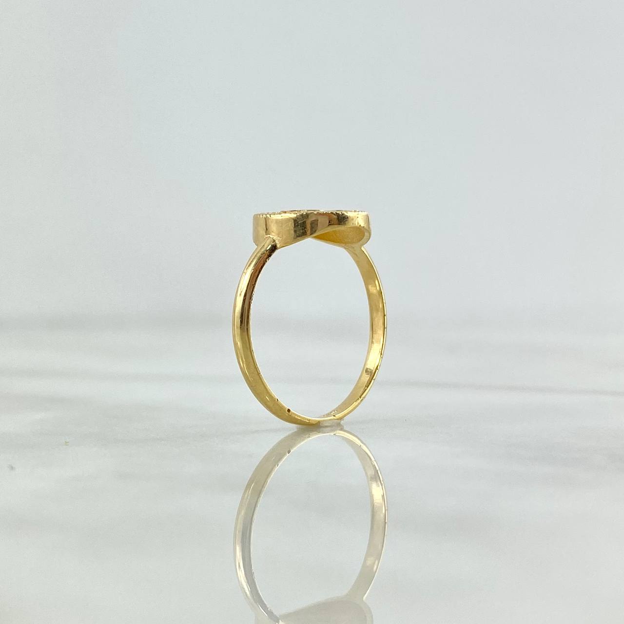 Anillo Sello Cruzado 2.2gr / T6 1/2 / Circones Fucsias Oro Amarillo