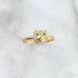 Anillo Cabeza de Oso 1.65gr / T6 1/2 / Circones Blancos-Verdes Oro Amarillo