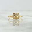 Anillo Cabeza de Oso 1.65gr / T6 1/2 / Circones Blancos-Verdes Oro Amarillo