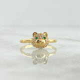 Anillo Cabeza de Oso 1.65gr / T6 1/2 / Circones Blancos-Verdes Oro Amarillo