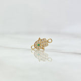 Herraje Mano Hamsa 0.4gr / 1.4cm / Circones Blancos Y Verde Oro Amarillo 18K