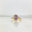 Anillo Solitario Halo Ovalado 3.35gr / T6 1/2 / Circon Lila Blancos Oro Amarillo