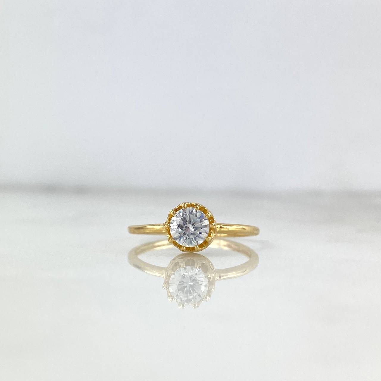 Anillo Solitario Corona 2.05gr / T7 / Circon Blanco Oro Amarillo