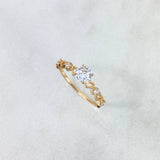 Anillo Solitario Corazones 1.25gr / T5 1/4 / Circon Blanco Blancos Oro Amarillo