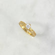 Anillo Solitario Churumbela Flor Cruzada 2.3gr / T7 / Circon Blanco Blancos Oro Amarillo