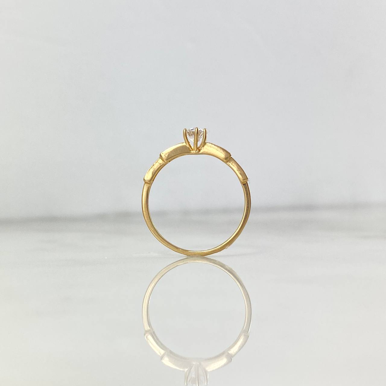 Anillo Solitario Churumbela Cinta 2gr / T7 1/2 / Circon Blanco Blancos Oro Amarillo